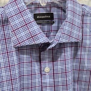 Esquire Preppy Dark Academia Performance Gingham Men 16 32/33 Button Down Shirt